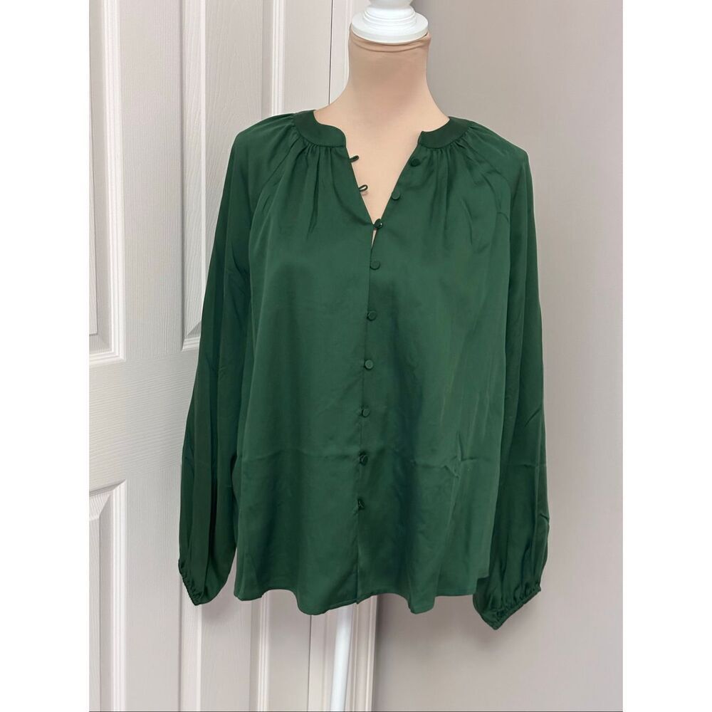 Beautiful Emerald green satin blouse